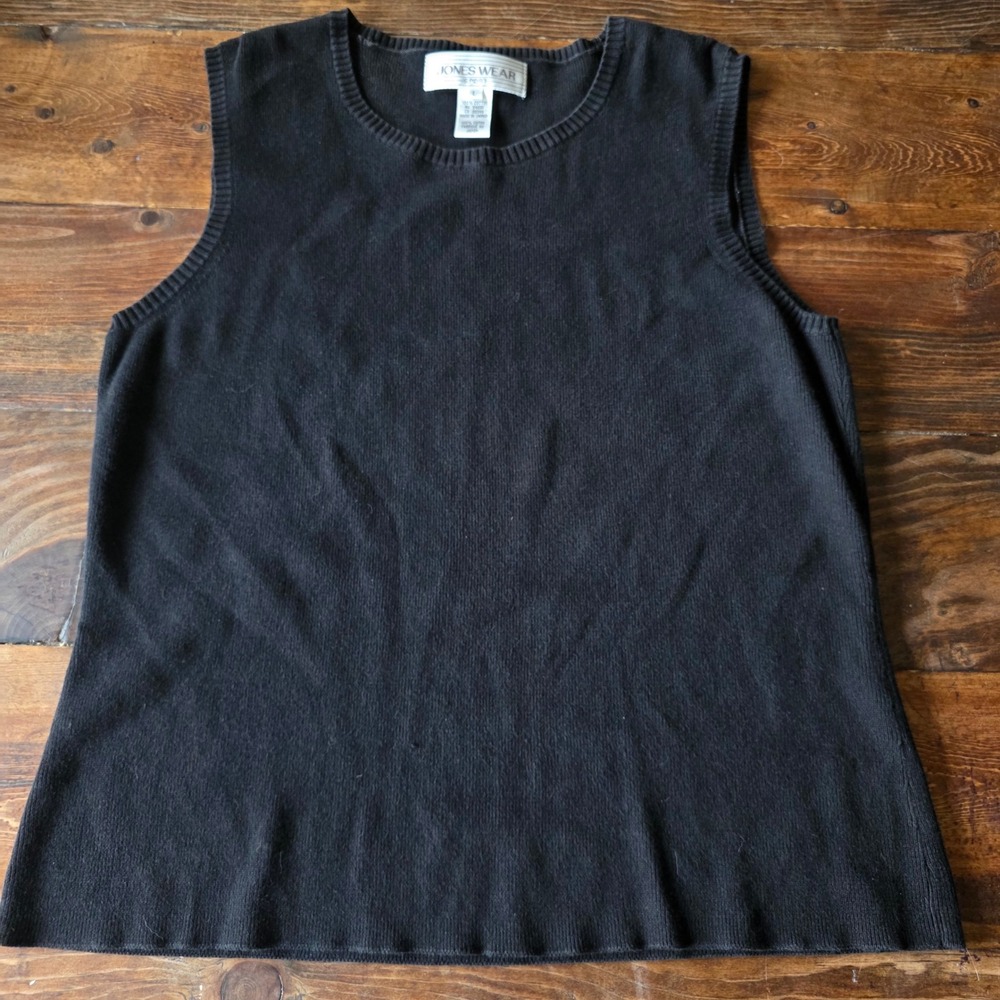 Jones Wear Sport Black Sleeveless Knit Top‎ Women's Large Casual
